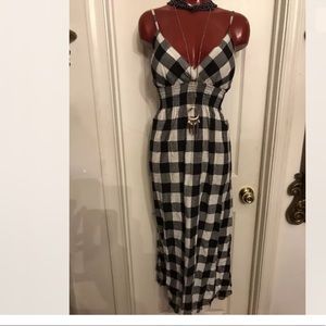 She's Cool Black/White Checkered Midi Dress Sz L